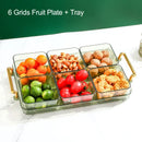 GobekUsa 6-Grid Divided Fruit Plate Snack Dish Dry Fruit Tray Light Luxury Tray