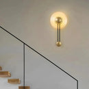 GobekUsa LED Glass Wall Lamp Stripe Design Round Light Fixture Gold Lumina