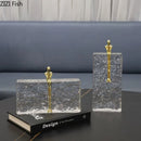 GobekUsa Golden Thinker Ice Crystal Sculpture: Abstract Figure on Crystal Base