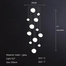 GobekUsa Gregg Glass Suspension Light - White LED Cobblestone Pendant for Villa Staircase & Shop