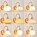 GobekUsa LED Glass Iron Wood Wall Light Fixture Modern Nordic Bedside Lamp
