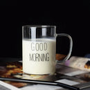 GobekUsa Good Morning Glass Mug - Transparent Tumbler with Handle