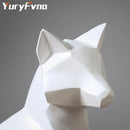 GobekUsa Geometric Fox Sculpture: Modern White Abstract Desktop Art & Creative Gift