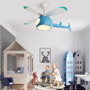 GobekUsa Aircraft LED Chandelier Ceiling Fan Light Remote Dimming Kids Room Bedroom Decor