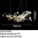 GobekUsa Leaf Branch Ceramic Chandelier | Modern Golden Lighting Fixture for Living Room