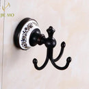 GobekUsa Black Porcelain Brass Bathroom Accessories Set