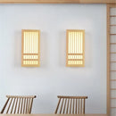 GobekUsa Japanese Wood Wall Lamps LED Acrylic Rectangular Bedside Light for Bedroom