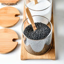 GobekUsa Glass Spice Jar Set with Bamboo Lid - 2/3PCS Round Mouth Seasoning Organizer