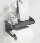 GobekUsa Aluminum Black Tissue Holder with Phone Shelf - Toilet Paper Rack