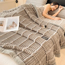 GobekUsa Cozy Faux Rabbit Plush Blanket, Nordic Style, Thick & Warm, Super Soft Nap Shawl