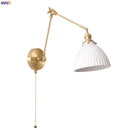 GobekUsa Ceramic LED Wall Lamp, Pull Chain Switch, Nordic Copper, Small Size