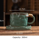 GobekUsa Coarse Pottery Cup & Saucer Set - Classical Mugs for Dining Table or Coffee