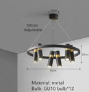 GobekUsa Black Ring LED Pendant Light for Living Room Dining Kitchen Bar