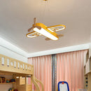 GobekUsa LED Wood Ceiling Light for Kids Room - Yellow/Blue Minimalist Design
