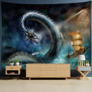 GobekUsa Golden Dragon Totem Carving Tapestry: Mysterious Psychedelic Wall Hanging