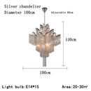 GobekUsa Fringed Chandelier: Silver & Gold Aluminium Chain Pendant Light for Luxe Home & Hotel Decor