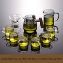 GobekUsa Glass Tea Set with Solid Wood Handle and Tea Water Separation Technology