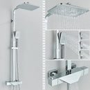 GobekUsa Black Thermostatic Shower Faucet Rain Head System for Wall Mount Installation
