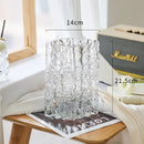 GobekUsa Clear Ice Vase for Hydroponic Flowers Desk Decor Bouquets Minimalist Floral Arrangement Modern Glass Pot