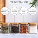 GobekUsa 5oz Glass Jars Set with Bamboo Lids for Tea Coffee Beans Storage