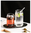 GobekUsa Can-Shaped Aesthetic Drinking Glasses Set with Lid and Straw