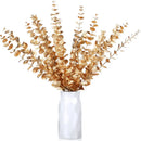 GobekUsa Golden Eucalyptus Leaves Stem x10 - Artificial Autumn Wedding DIY Decoration
