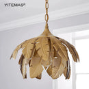 GobekUsa Gold Leaves Chandelier Small Pendant Lighting for Kitchen Island Hallway E27 Socket