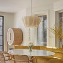 GobekUsa Creamy White Fabric Pendant Light for Dining Room, Handmade Nordic Minimalism Design