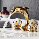 GobekUsa Gold Basin Faucet: Brass Nickel Dolphin Bathroom Sink Faucet, 3 Hole Widespread