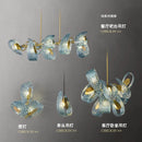 GobekUsa Elegant Blue Copper LED Flower Ceiling Chandelier for Living Dining Bedroom & Salon