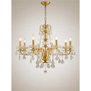 GobekUsa Gold Brass Crystal Chandelier for Living Dining Bedroom, Retro Candle Lights Pendant Lamps