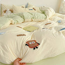 GobekUsa Cartoon Embroidery Jacquard Comforter Sets | Washed Cotton | Soft Skin-Friendly Bed Linen