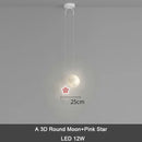 GobekUsa Kids Star Cloud Moon Pendant Lamp with Remote Control Dimming