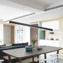 GobekUsa LED Linear Pendant Light - White Black Wood Finish - Long Hanging Office Fixture