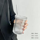 GobekUsa Glass Straw Cup Set | Japanese Style Coffee Tea Milk Cup with Lid