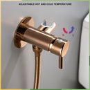 GobekUsa Brass Bidet Spray: Gold/Black, Hot/Cold Mixer Valve, Bathroom Shattaf Sprayer