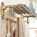 GobekUsa Bronze Carved Bath Accessories Set: Shelf, Towel Rack, Paper Holder, Toilet Brush Holder