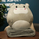 GobekUsa Cartoon Animal Throw Pillow Blanket: Two-in-one Multi-functional Home Office Summer Blanket