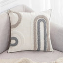 GobekUsa Geometric Embroidery Tassel Cushion Cover - Grey White Simple Loop Tufted Pillow