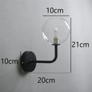 GobekUsa Glass Ball Metal Bend Wall Lamp for Living Room Bedroom, Nordic Retro Design