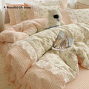 GobekUsa Cotton Small Florals Princess Bedding Set - Queen Size - Duver Cover Bed Sheet Bed Skirt Pillowcases