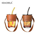 GobekUsa 450ml Glass Coffee Cup with Lid and Straw | Stylish Heat-Resistant Glass Mug
