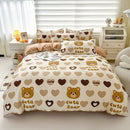 GobekUsa Cartoon Printed Bedding Set: Soft Cozy Duvet Cover, Bedsheet, Pillowcase, Single Double Bedclothes