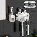 GobekUsa Inverted Toothbrush Holder with Automatic Toothpaste Squeezer & Makeup Storage Rack