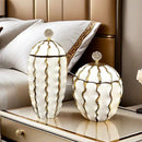 GobekUsa Golden Checkmate Ceramic Pot Vase Wavy Gilt Storage Tank