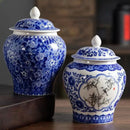 GobekUsa Blue White Porcelain Tea Pot Canister for Sealed Storage Organization