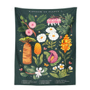 GobekUsa Botanical Wildflower Reference Chart Tapestry Wall Hanging - Bohemian Home Decor