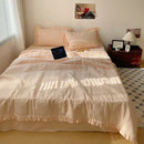 GobekUsa Korean Princess Lace Ruffles Summer Quilt Bedspread - 3Pc Bedding Set