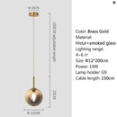 Nordic Glass Globe Pendant Light in White or Smoke Gray