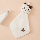 GobekUsa Cartoon Cat Hand Towel: Thick Coral Velvet Towel for Kitchen & Bathroom